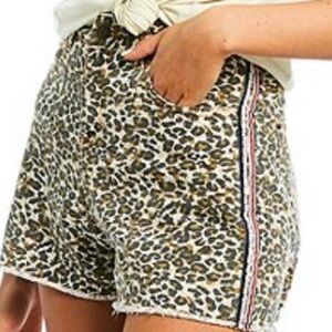 Chelsea & Violet Denim Leopard Print Shorts
